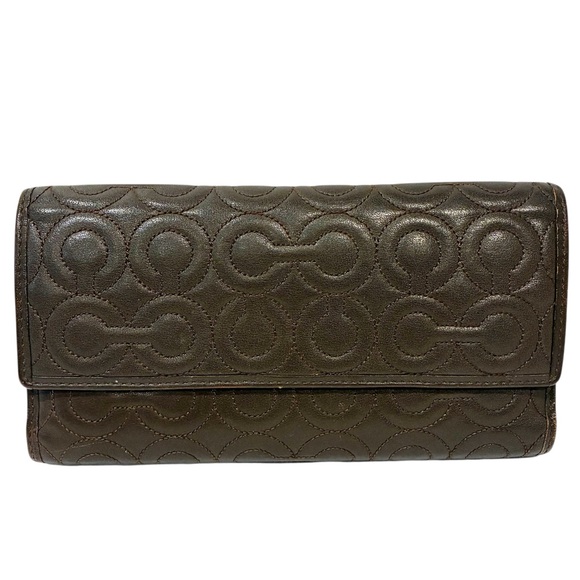 Coach Handbags - Coach Julia Oh Snap Back Patent Brown Wallet Checkbook Multi Card Slot